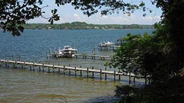 [photo, Boats at piers, Severn River, Crownsville, Maryland]